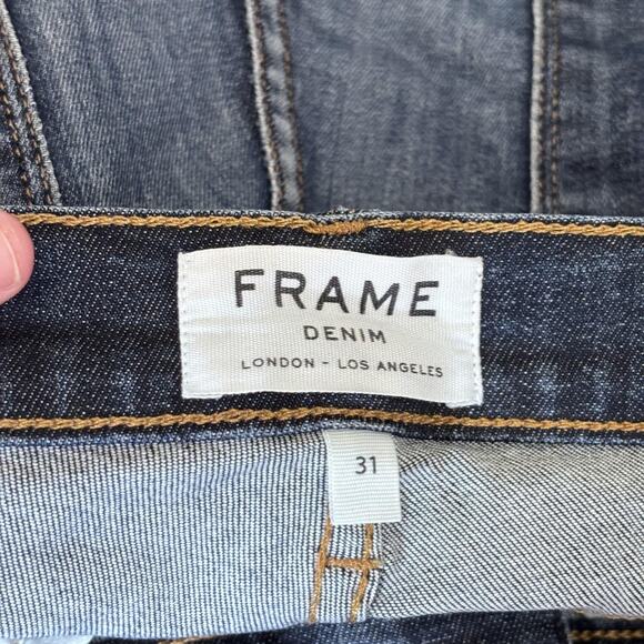 Frame Jeans Size 31 Le High Skinny Ankle Stretch Dark Distressed Harvard USA - Picture 9 of 13